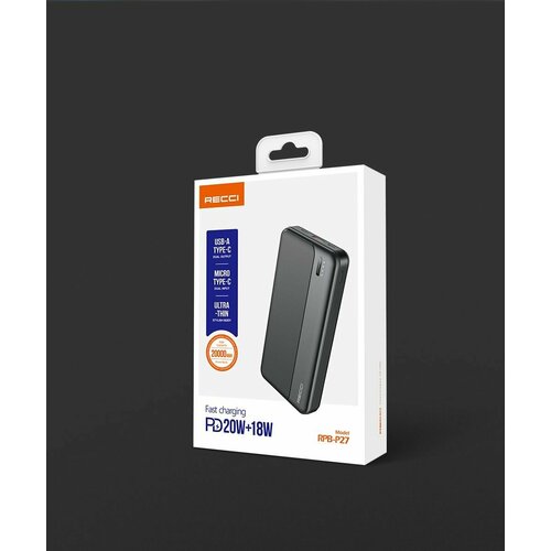 Внешний аккумулятор Recci Power Burton RPB-P27 225wPD 20w 20000mAh Black 390000₽
