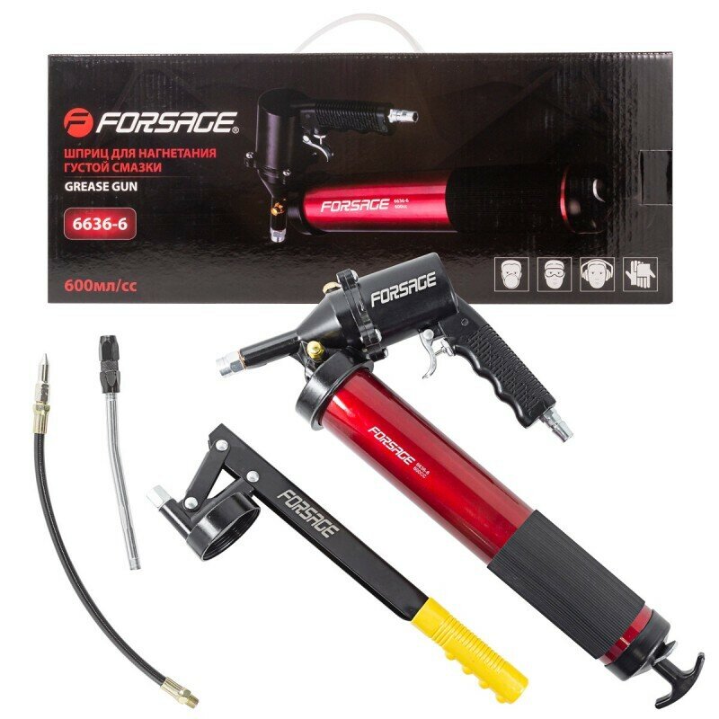 фото Шприц ручной+пневмо для нагнетания густой смазки 600мл