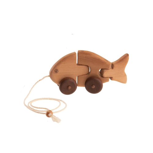 Каталка на веревочке из дерева 