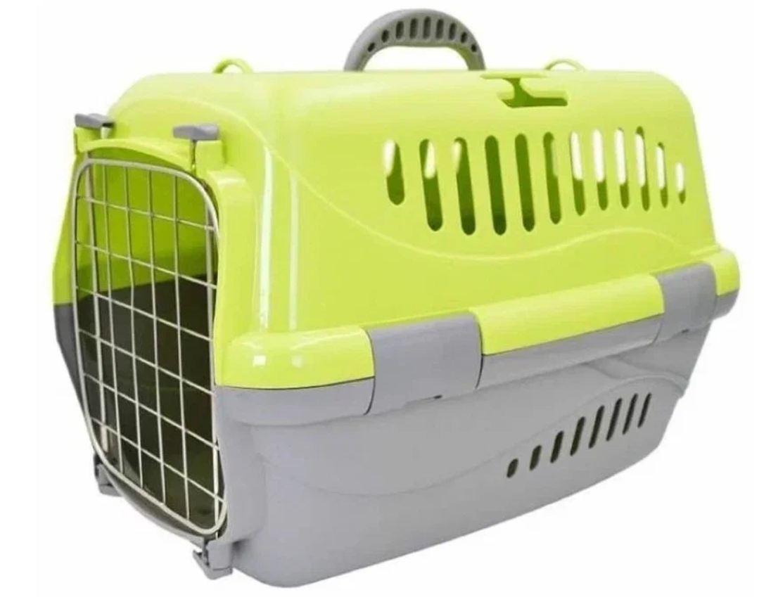 фото Клиппер-переноска для кошек и собак Zooexpress Турне 48х32х32 см (M), дверь с фиксацией, зеленая