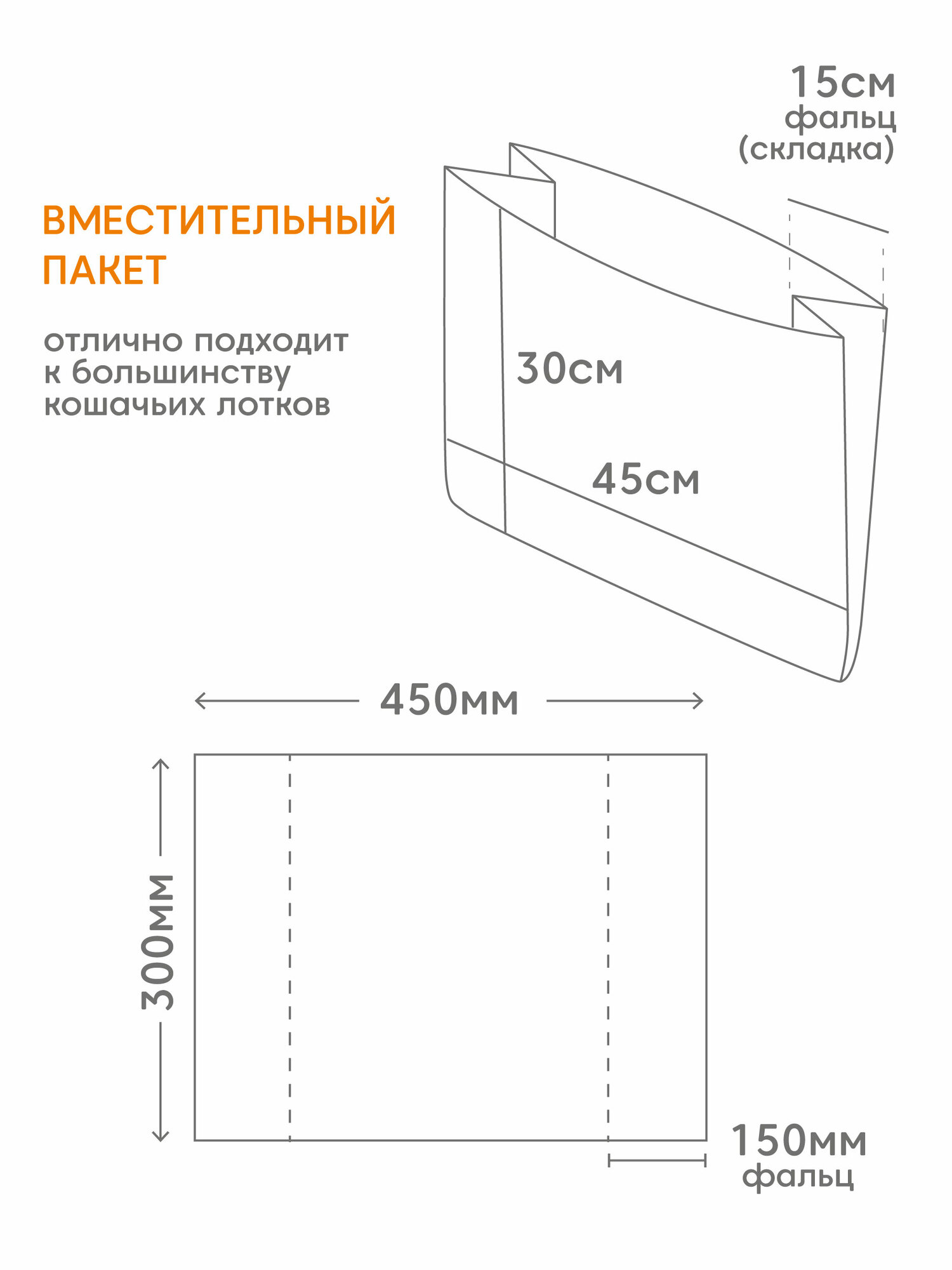 Пакеты для кошачьего лотка Пакеты для лотка 45х30 см 20 шт. - фотография № 2