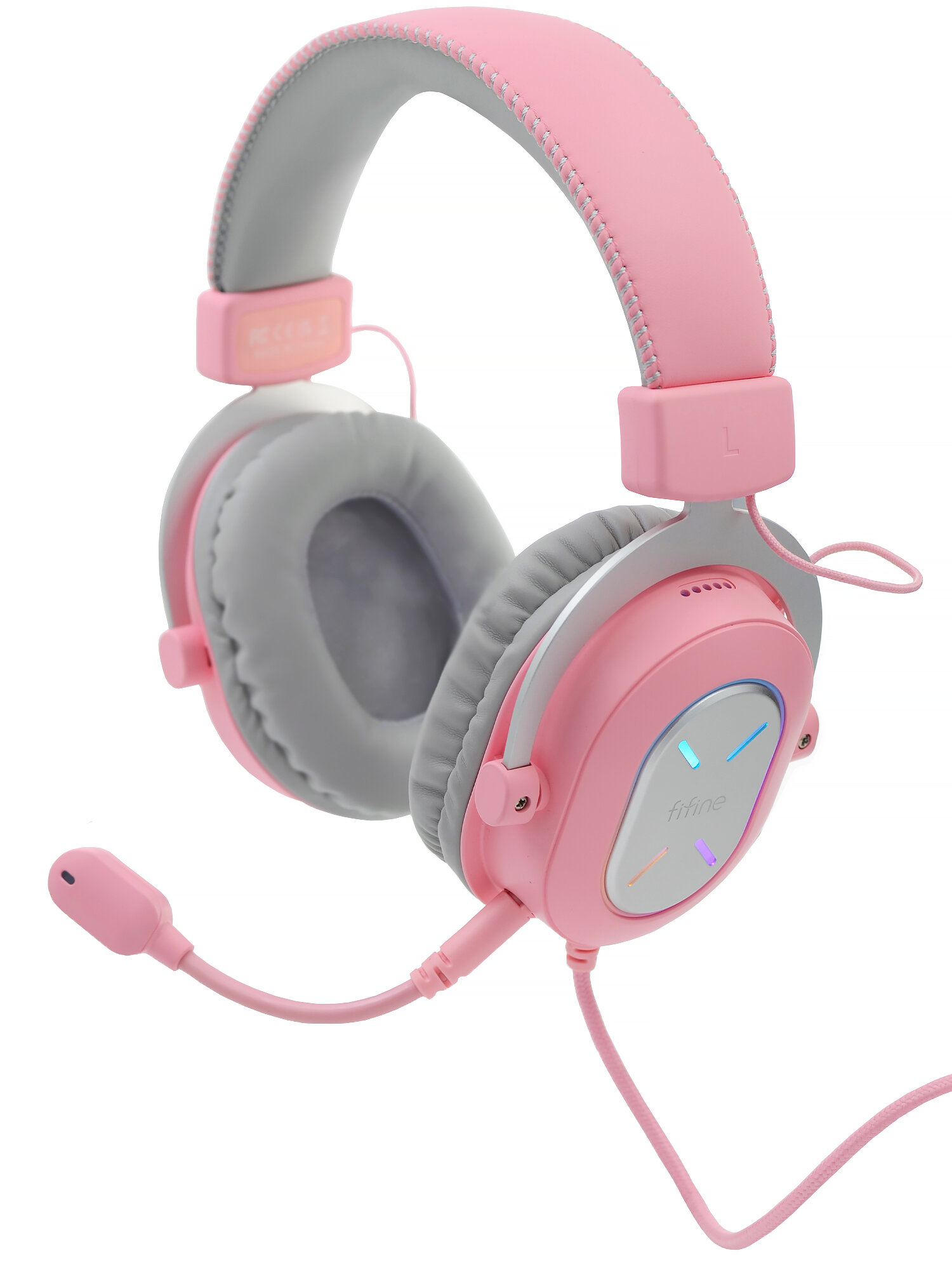 Игровая компьютерная гарнитура Fifine H6X Gaming Headsets с RGB подсветкой объемный звук 7.1 (Pink)