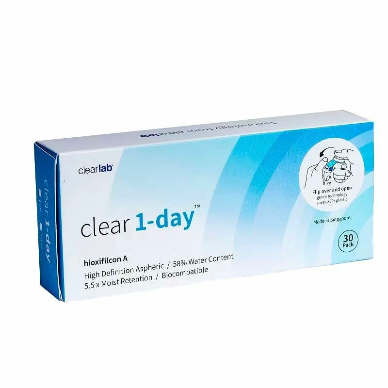 Контактные линзы Clearlab Clear 1-day, 30 шт, R 8,7, D -2, однодневные, прозрачные