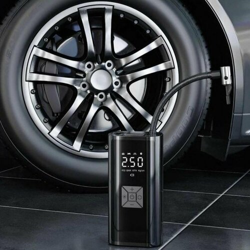 Портативный компактный воздушный компрессор с цифровым монитором и функцией PowerBank 2999₽