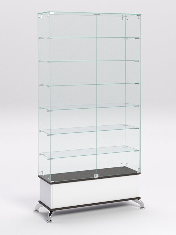 Витрина стеклянная "примавера подиум классик" №35 (с дверками, задняя стенка - стекло), Дуб Сонома 90 x 30 x 180 см