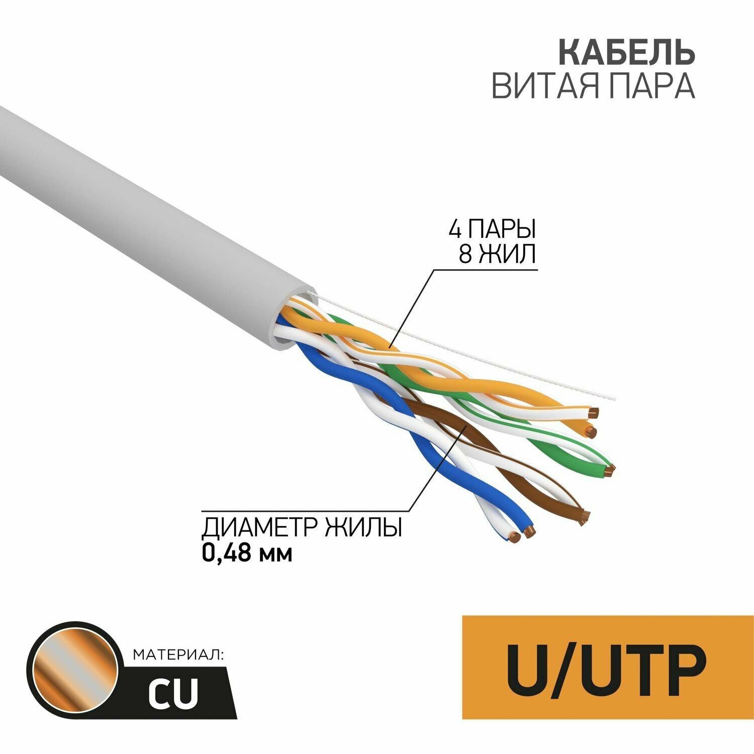 Кабель витая пара UTP 5e кат. 4 пары PROconnect - фото №2