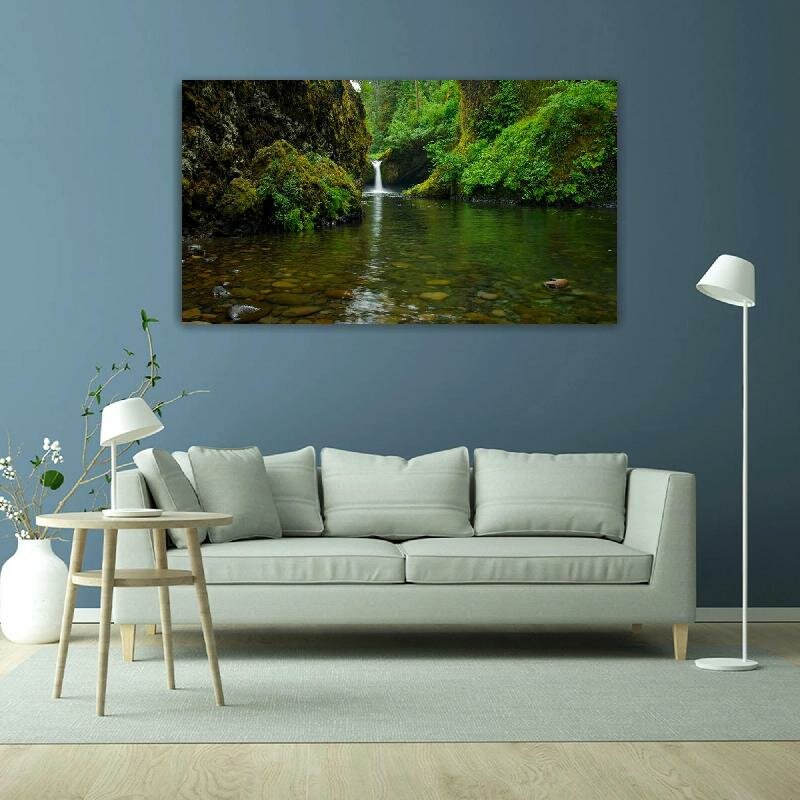 Картина на холсте 60x110 LinxOne "Горы камни скалы деревья" интерьерная для дома / на стену / на кухню / с подрамником