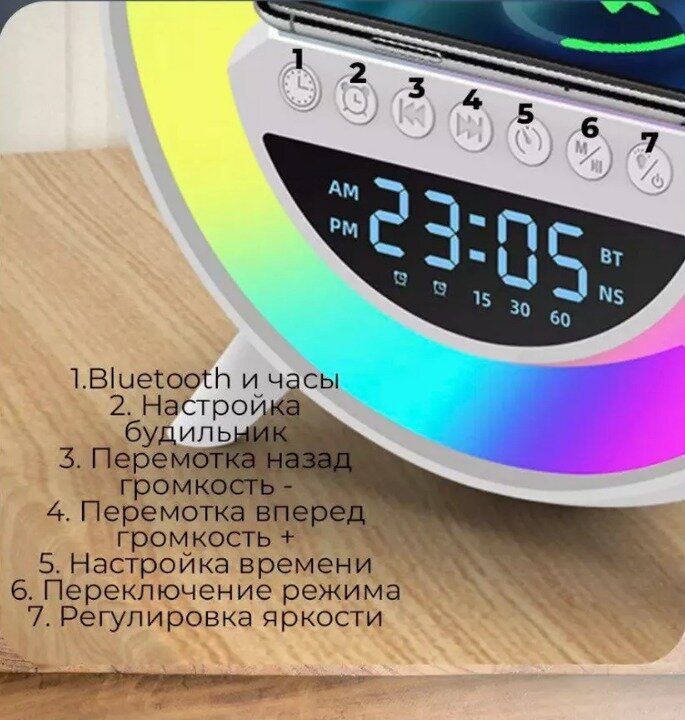 Смарт колонка с Bluetooth и беспроводной зарядкой BT 3401 - фотография № 4