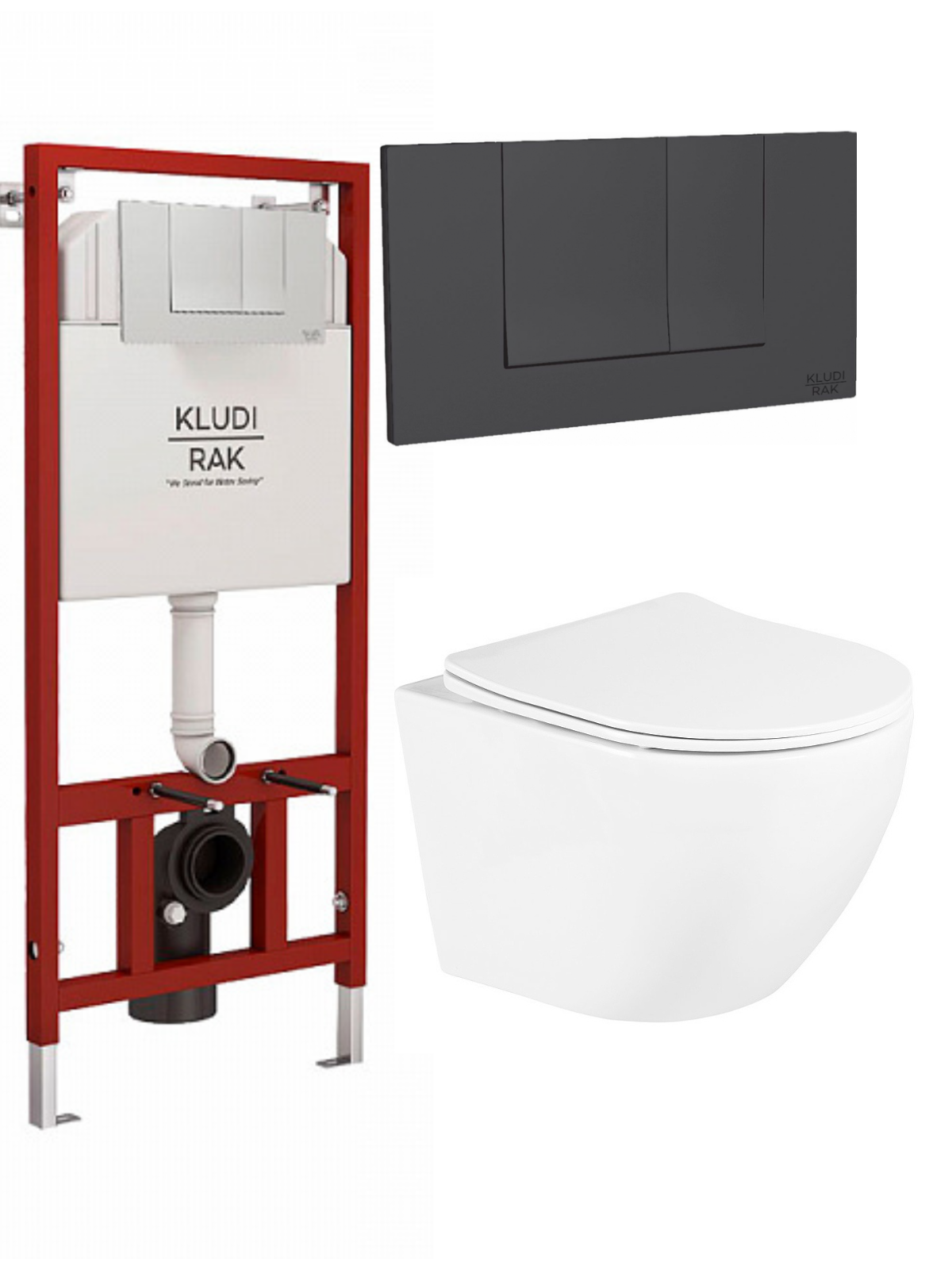 фото Комплект 5в1: Инсталляция Kludi Rak 80000+клавиша смыва Rak80010BK2 черная матовая+Унитаз Belbagno UNO BB3105CHR/SC+сиденье с микролифтом +крепеж