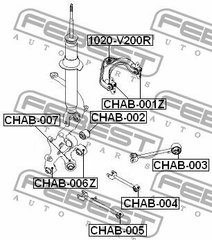 С/блок задней поперечной тяги, CHAB004 FEBEST CHAB-004