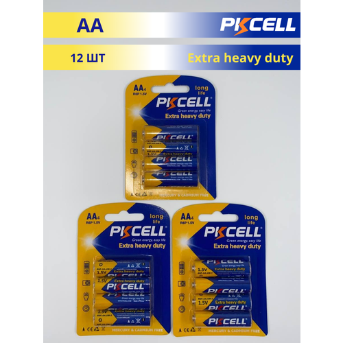 Батарейки PKCELL АА пальчиковые солевые (12 штук)