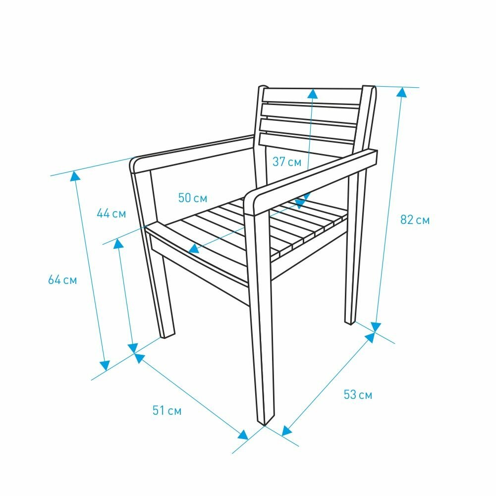 Кресло деревянное 51х53х81,5 см эвкалипт - фотография № 6
