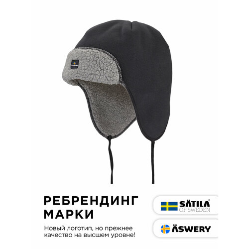 Шапка ушанка Aswery, размер 58, черный, серый шапка ушанка aswery размер 58 черный серый