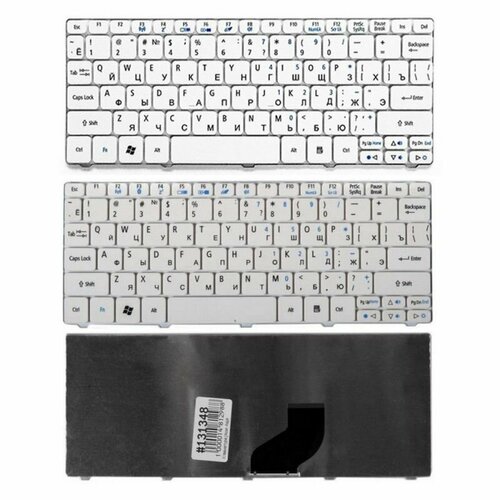 Клавиатура для ноутбука Acer Aspire One 532, 532H, 533, D255, D257, D260, D270, E350; em350 Белая acer клавиатура acer aspire one 521 522 532 532h 533 d255 d255e d257 d260 d270 happy em350 em355 белая