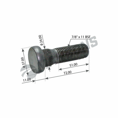 Болт колесный 7/8*11 BSF L82.5*72 Scania 4/P/G/R/T 100.587 (Mansons)