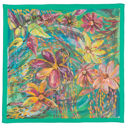 фото Платок павловопосадская платочная мануфактура,65х65 см, зеленый