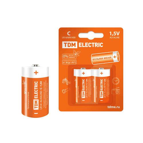 Элемент питания LR14 C Alkaline 1,5V BP-2 TDM 24 шт элемент питания lr14 c alkaline 1 5v bp 2 tdm 24 шт