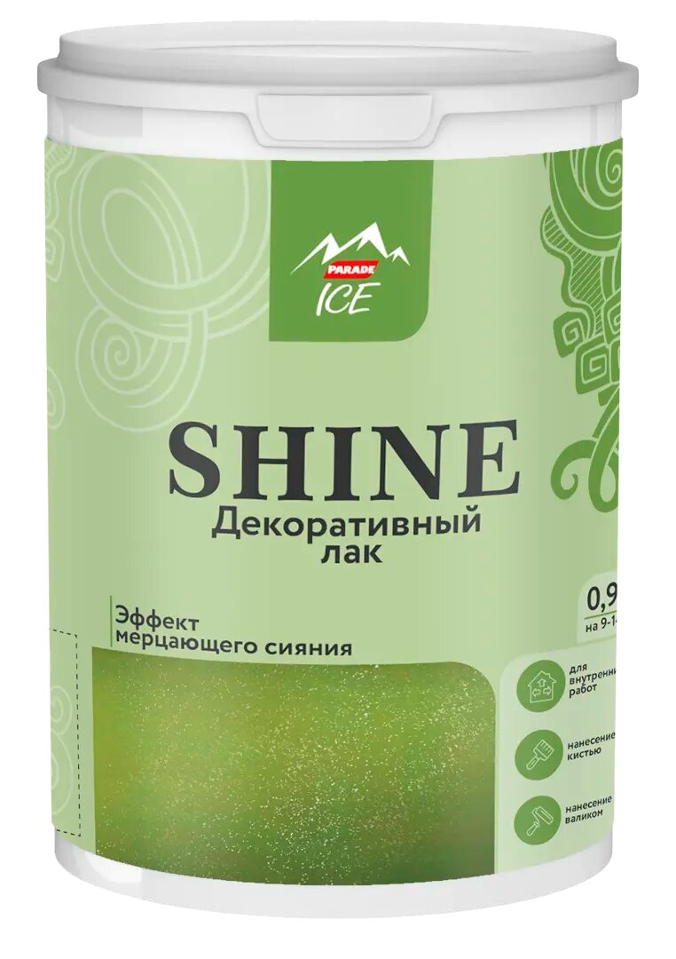 Декоративный лак Parade Ice Shine с эффектом магического мерцающего сияния цвет золото 0.9 л