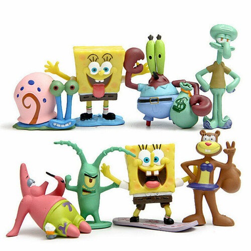 Набор фигурок из 8 шт SpongeBob Губка Боб (4-7см) набор фигурок спанч боб супергерои 10 шт