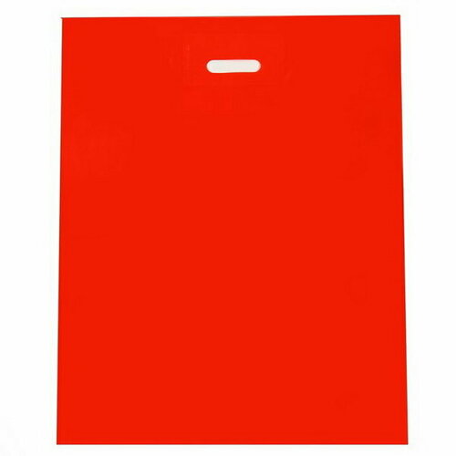 Пакет полиэтиленовый с вырубной ручкой, Красный 50-60 См, 70 мкм, 50 шт.