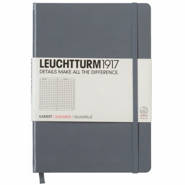 Записная книжка Leuchtturm Medium A5 в клетку глубокий серый 251 стр.