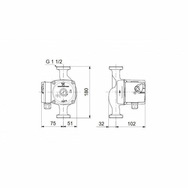 Циркуляционный насос Grundfos UPS 25-60 180мм с гайками красный - фотография № 3