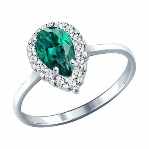 Кольцо SOKOLOV, серебро, 925 проба, размер 18, белый кольцо diamant online серебро 925 проба фианит изумруд синтетический размер 17 зеленый