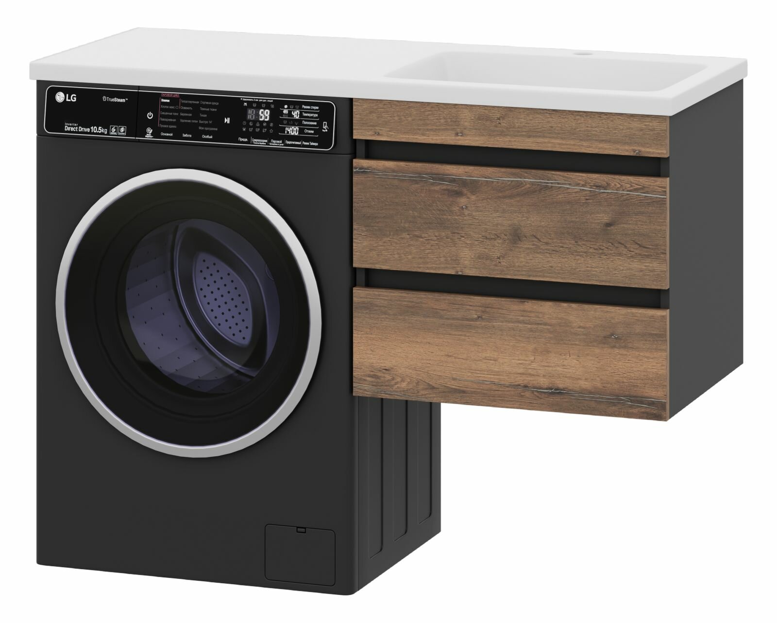 фото Misty Куба - 60 Тумба 3 ящ. под стиральную машину белая эмаль П-Куб01060-0113Я