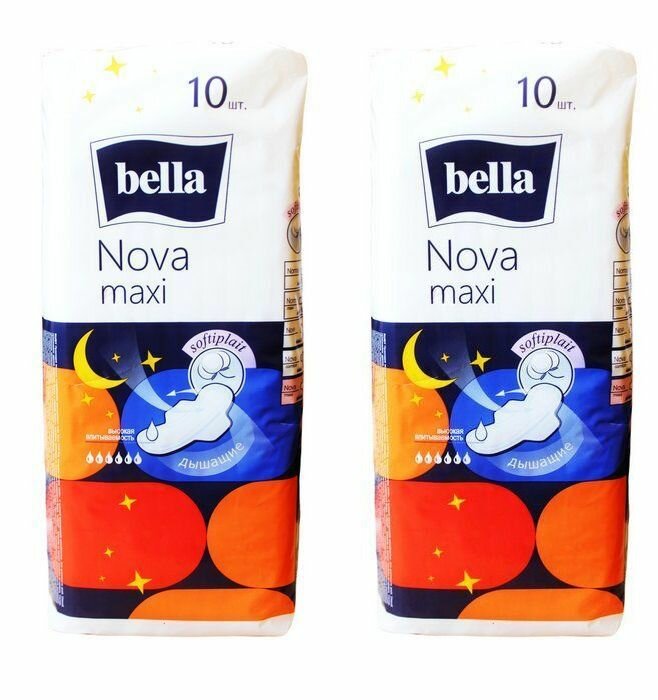 BELLA Прокладки Nova Maxi Soft air Белая линия, 10 шт в уп, 2 упаковки
