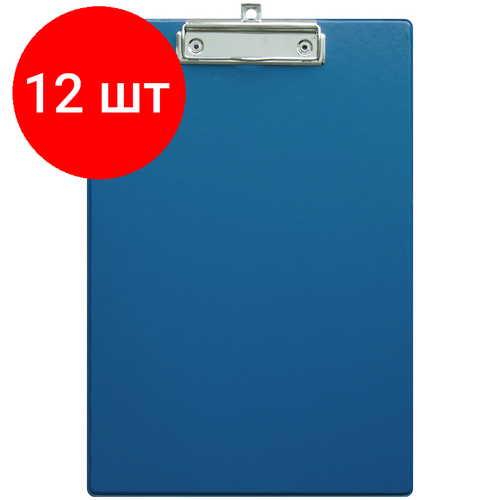 Комплект 12 шт, Планшет с зажимом OfficeSpace А4, ПВХ, синий
