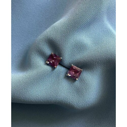 Серьги пусеты Tosya, серебро, 925 проба, александрит