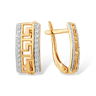 Серьги, красное золото, 585 проба, фианит