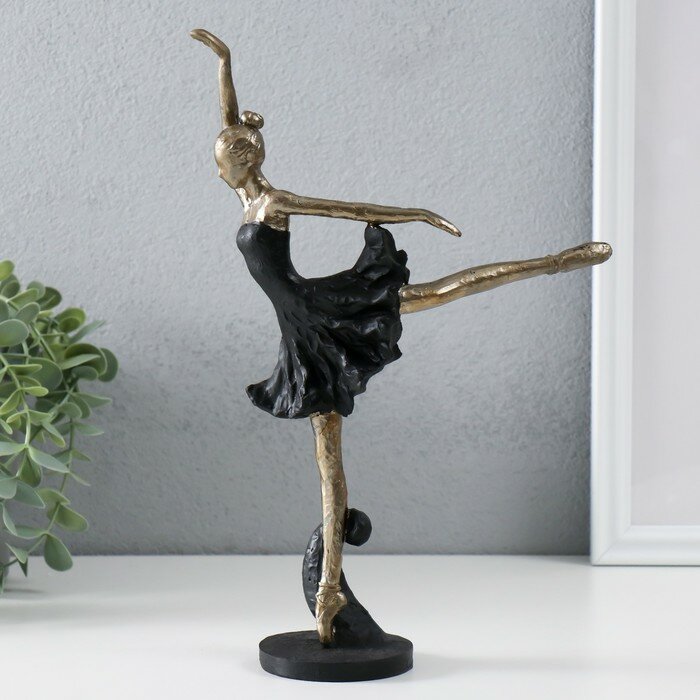 Сувенир полистоун "Танцующая балерина" бронза с чёрным 19х7х28 см 9759381