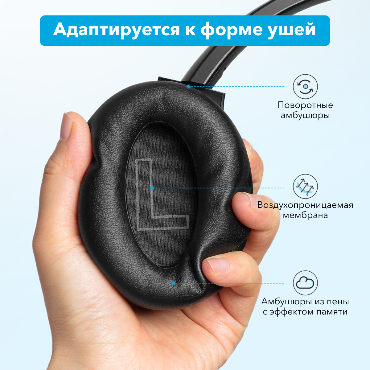 Беспроводные наушники ANKER Soundcore Q20+ черные