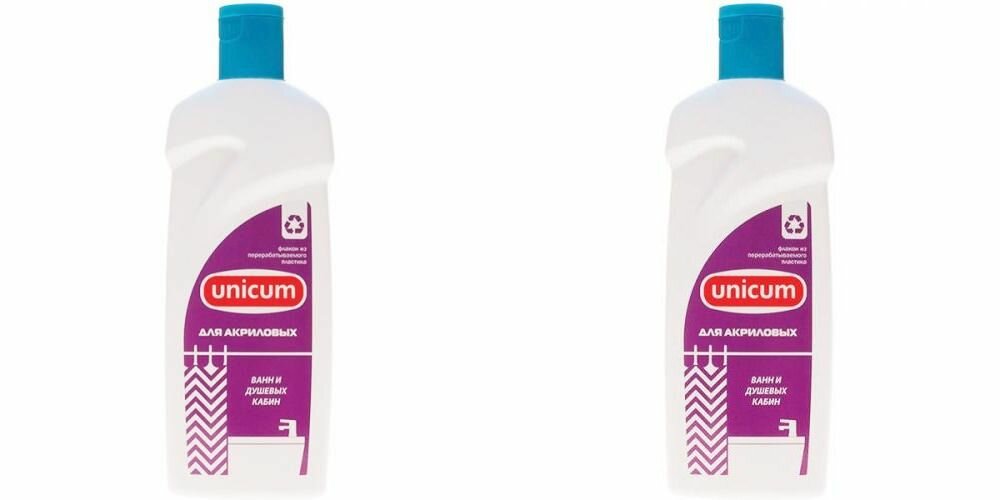 Unicum Средство для чистки акриловых ванн и душевых кабин, 380 мл, 2 шт