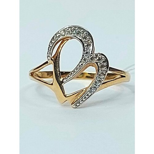 фото Кольцо skorobogatov jewelry, комбинированное, красное, белое золото, 585 проба, родирование, размер 18.5