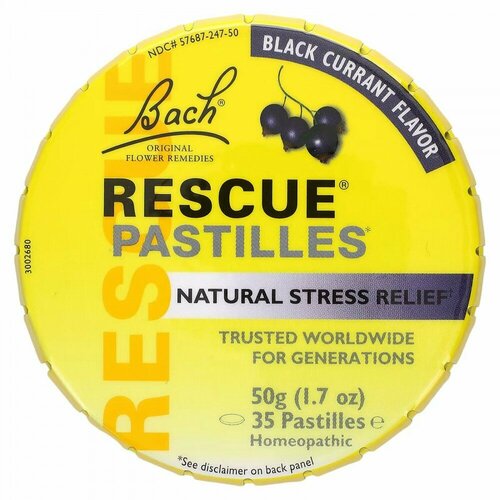 Bach, Rescue Pastilles, Natural Stress Relief, Black Currant, 35 Pastilles, 1.7 oz (50 g)