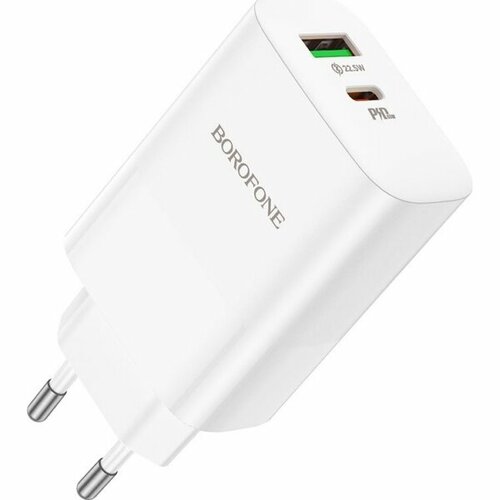 сетевое зарядное устройство borofone bn10 1usb 1c 22 5w 65w белое Сетевое зарядное устройство Borofone без кабеля BN10 Белое