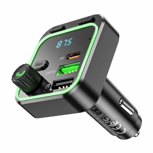 фото Fm transmitter borofone bc53, bt, pd20w+qc3.0, 2usb + 1usb-c черный с подсветкой, fm-передатчик