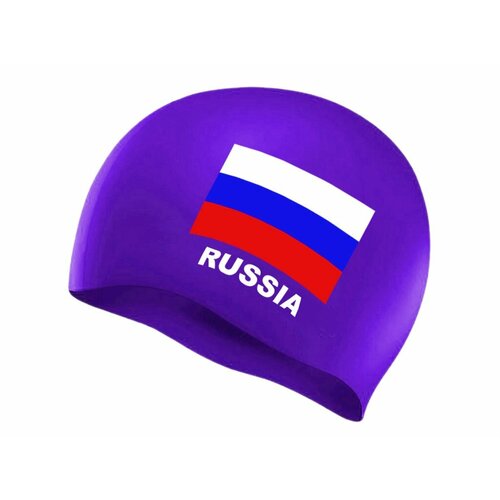 фото Шапочка для плавания sprinter. классический дизайн с изображением флага россии. (синий)