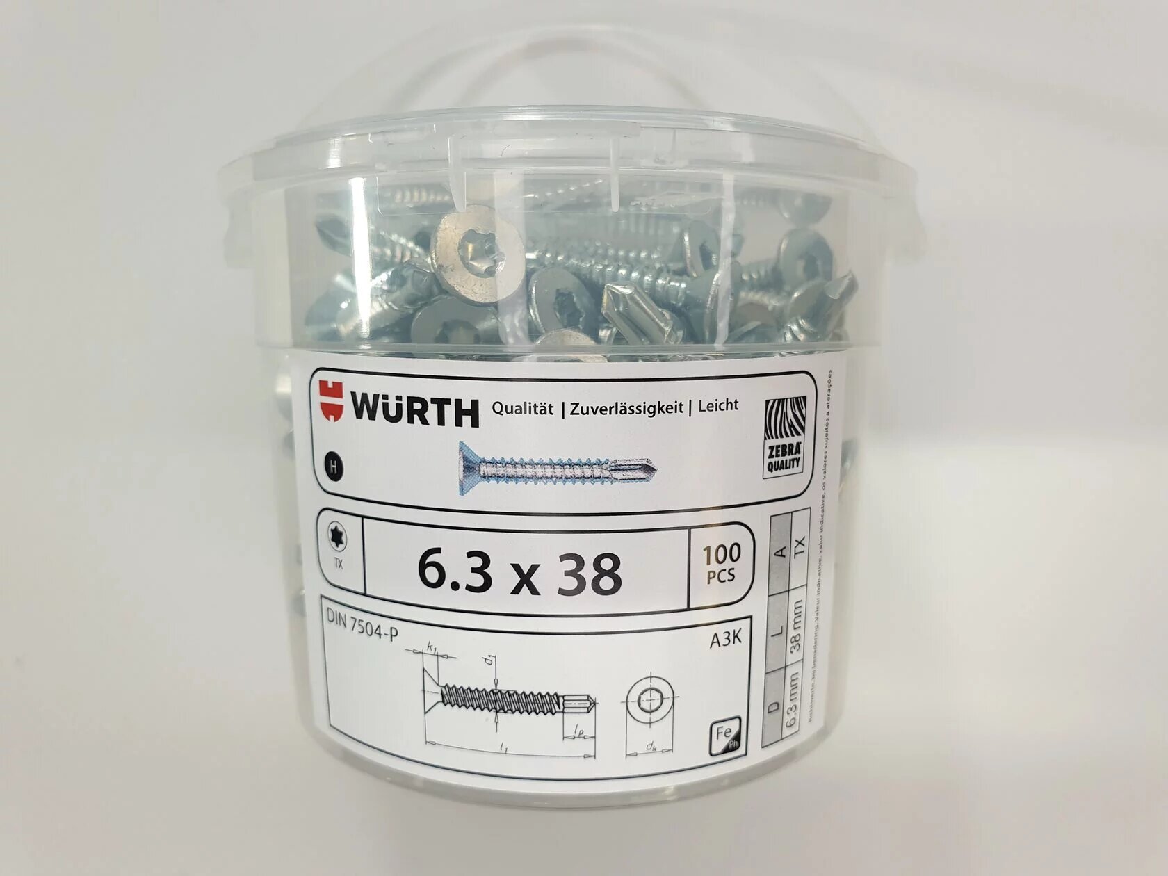 Саморез по металлу DIN 7504-P 6.3x38 (100 pcs) WURTH Германия