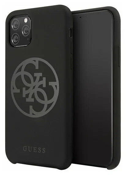 Накладка Guess , Cg mobile, iPhone 11 Pro Max 4G Silicone collection logo черная