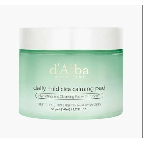 D'Alba / Пэды для чувствительной кожи с успокаивающим действием Daily Mild Cica Calming Pad 50 штук 165 мл
