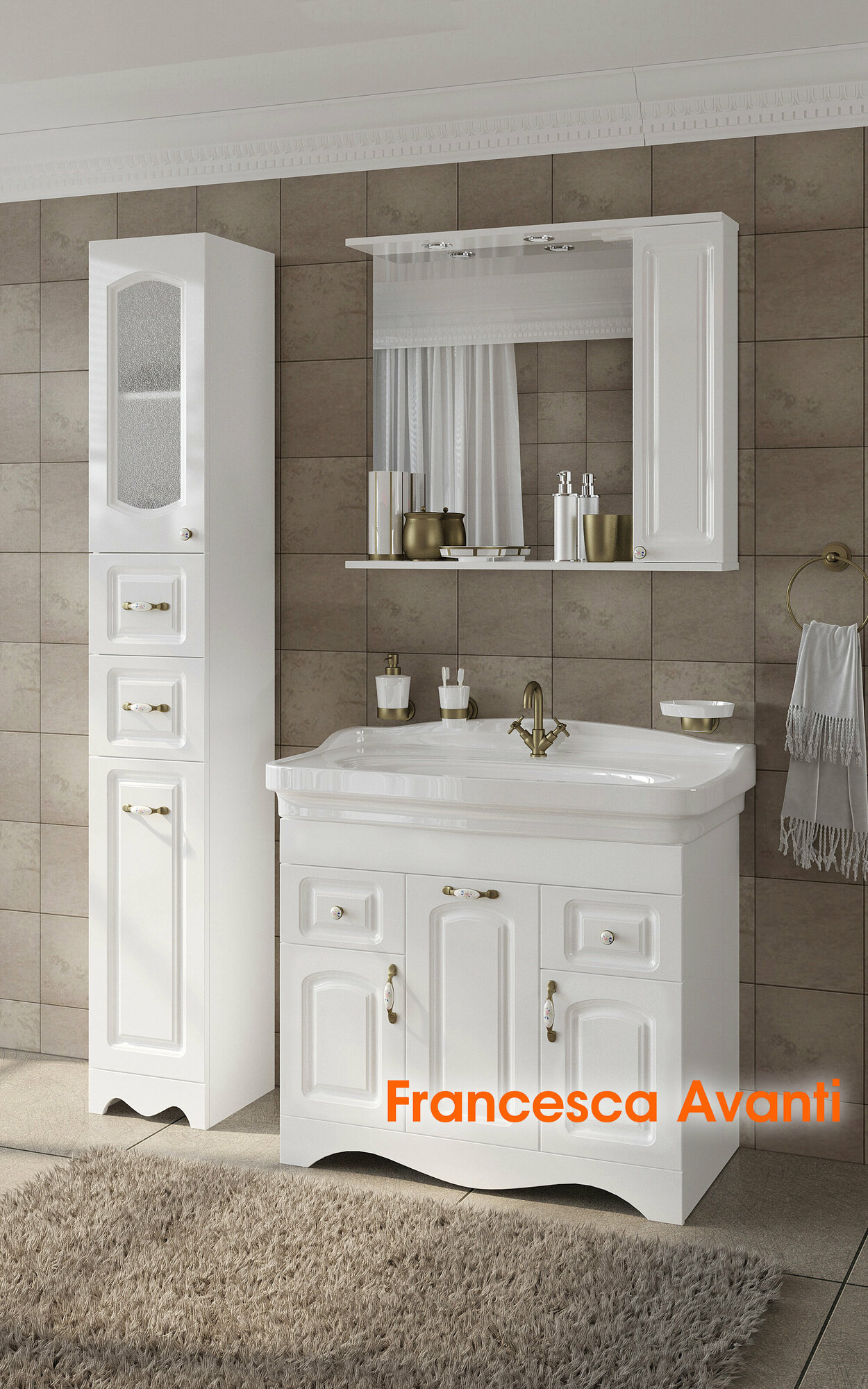 Шкаф-зеркало Francesca Avanti Империя 85 правый белый