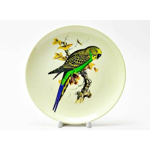 Декоративная тарелка Лир Эдвард Волнистый попугайчик с синим хвостом