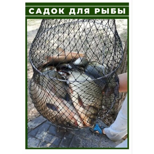 фото Садок рыболовный 90 см, d-35 см, 4 кольца в чехле черный no name