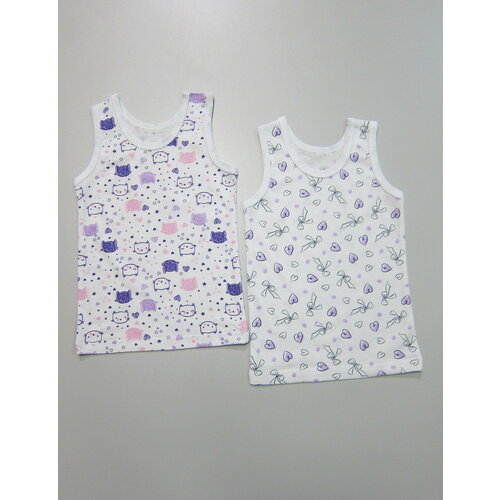 фото Майка светлячок-с, 2 шт., размер 104-110, фиолетовый, белый