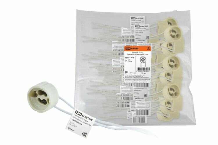 Патрон GZ10/GU10 для галоген. ламп. керам. с проводами TDM