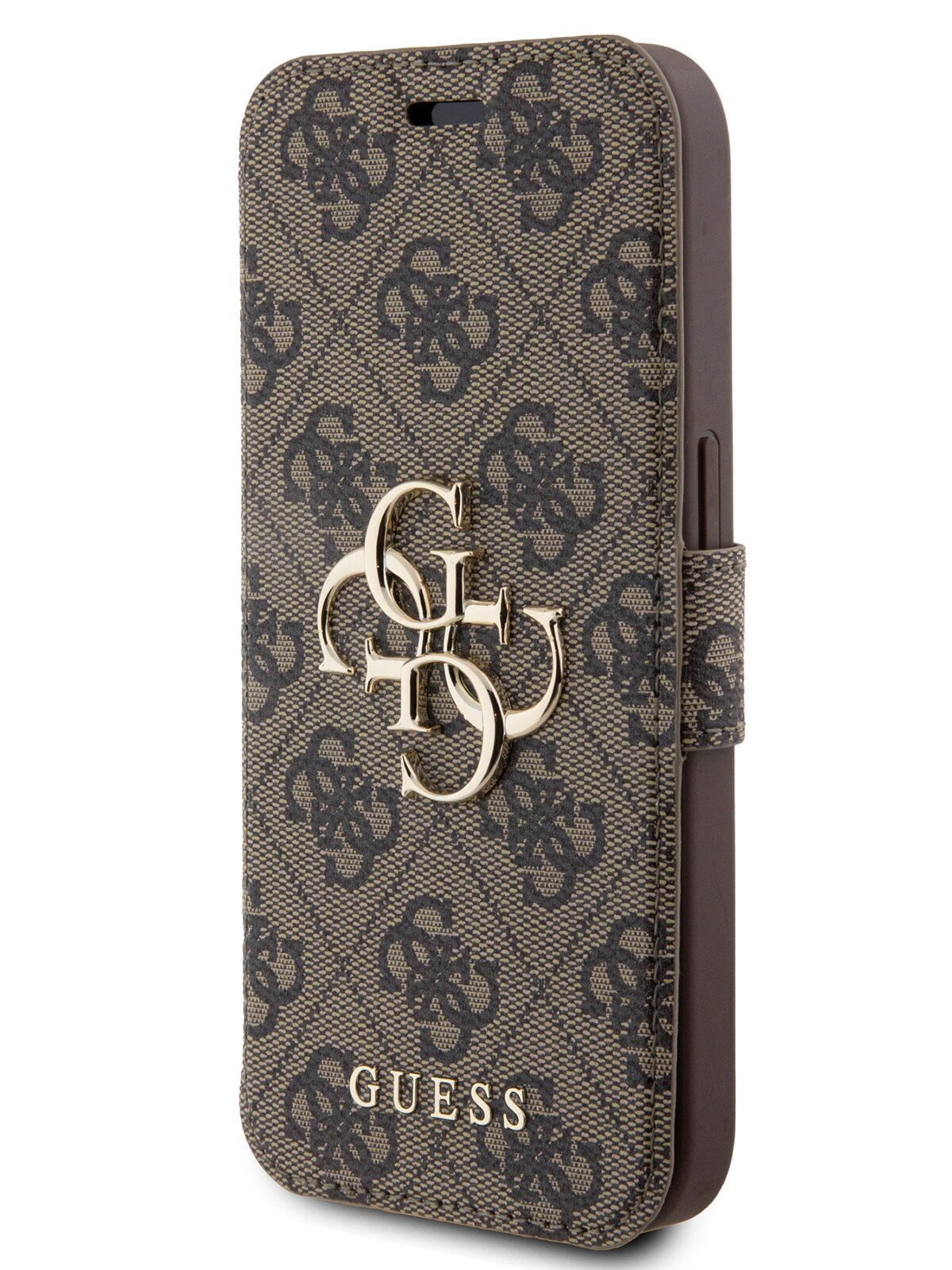 Guess для iPhone 15 Pro чехол PU 4G Big metal logo Booktype Brown