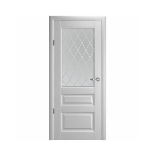 Межкомнатная дверь (дверное полотно) Albero Эрмитаж-2 Винил / Платина / Мателюкс с алмазной гравировкой Ромб 80х200 межкомнатная дверь комплект albero эрмитаж 2 винил белый мателюкс с алмазной гравировкой ромб 60х200